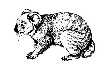 Obraz premium Highly Detailed Engraved Koala Illustration, Realistic Animal Drawing