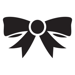 Black silhouette of a bow or a ribbon in a flat vector style isolated on a white background