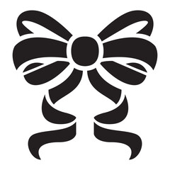 Black silhouette of a bow or a ribbon in a flat vector style isolated on a white background