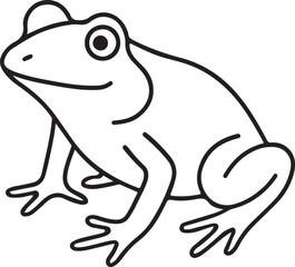 Adorable frog logo concept in line drawing style
