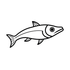 fish vector icon line art on transparent background