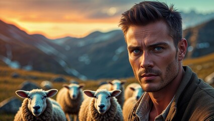 man in a field, Generative Ai