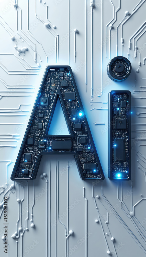 Aufkleber ai symbol with circuit board texture. modern tech, digital futuristic design. innovative concept rep