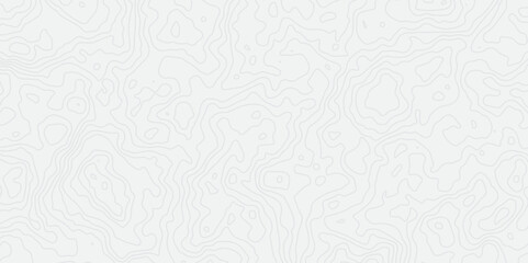 "Abstract Topographic map design with grey lines seamless pattern on white background. Geographic contour map paper texture. Retro topographic map, geographic mountain relief. Vector. Illustration"
