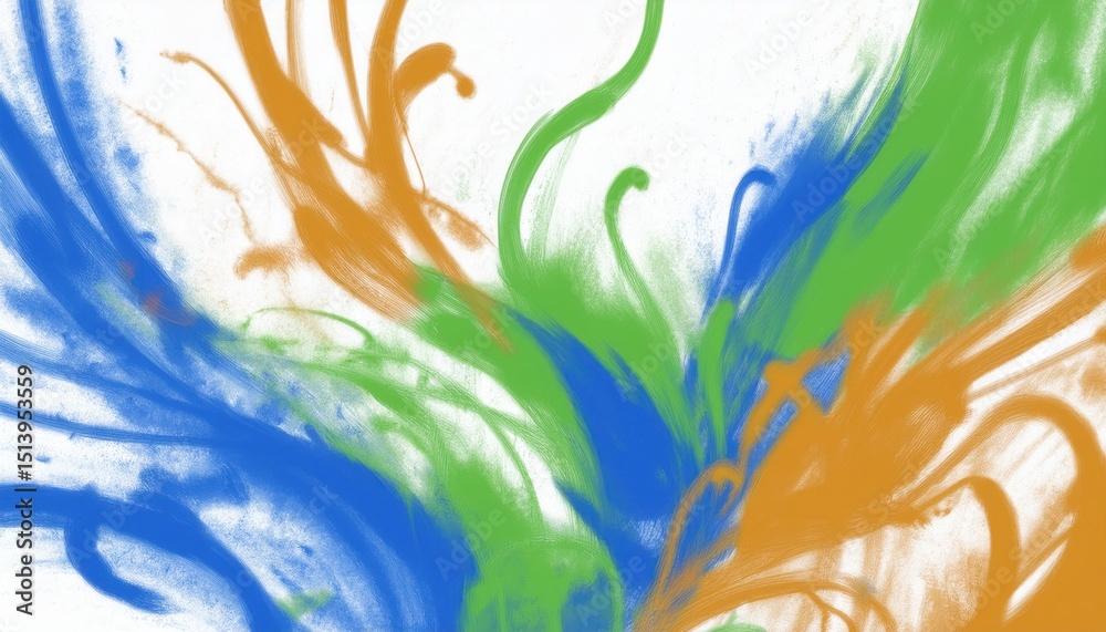 Aufkleber  vivid abstract color splash artwork with flowing blue, green, and orange strokes for dynamic web design and print media background