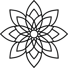 flower Mandala vector icon line art on transparent background
