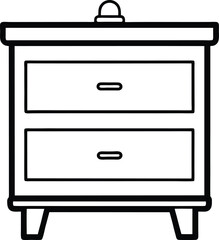 chest of drawers vector icon line art on transparent background