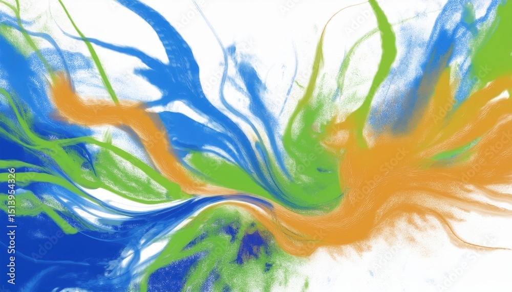 Leinwandbilder vivid abstract color splash artwork with flowing blue, green, and orange strokes for dynamic web des