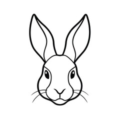 rabbit head vector icon line art on transparent background