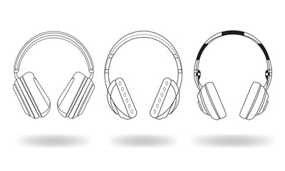Headphones Line Art Collection  Minimalist Vector Illustration Set