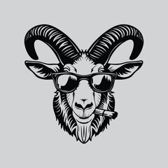 Smoking Goat Cartoon Design