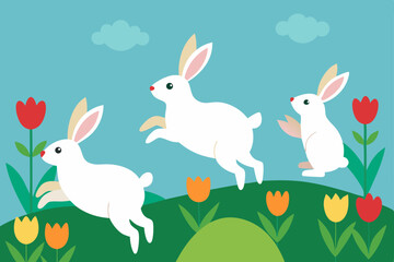 easter bunny and easter eggs