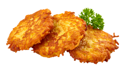 Potato fritters isolated on transparent background