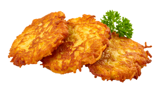 Potato fritters isolated on transparent background
