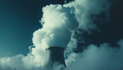 Aerial view of a power plant with smokestacks.