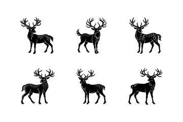 deer and antlers vector silhouette