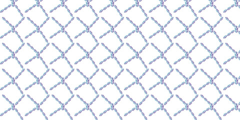 Fototapeta premium Seamless Diamond Pattern Composed of Blue and Purple Leaves on a White Background