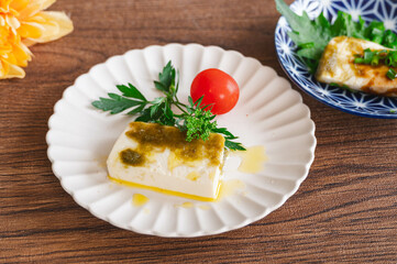 洋風　豆腐のとろろ昆布締め