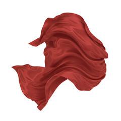 Crimson Fabric Swirl Abstract Textile Design Element isolated on transparent baackground