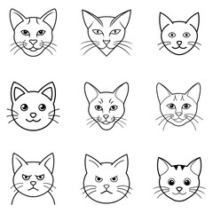 Obraz premium set of funny cats heads