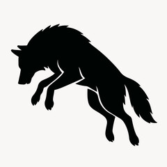 Wolf Silhouette: An dynamic illustration captures the wild essence of a wolf leaping powerfully, silhouetted against a light backdrop, embodying strength and freedom.