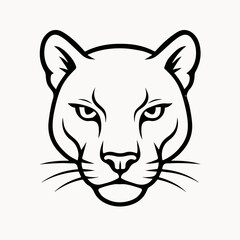 Sleek Silhouette: A strong, captivating illustration of a panther's face, in bold black outlines against a bright backdrop, evoking power and elegance.