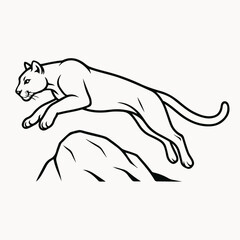 Mountain Lion Leap: An artistic, graphic representation of a mountain lion in mid-leap. The animal exudes power and grace, capturing its agile form against a simplified backdrop.