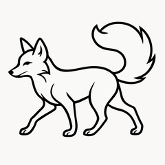 Cute brown and black silhouette vector cartoon illustration of a wild fox, wolf, dog, cat, and horse farm pet mammal animal drawing