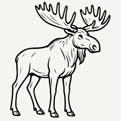 Isolated cartoon deer vector illustration featuring a wild mammal silhouette with antlers