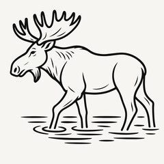 Cute brown deer silhouette vector illustration for wild animal or Christmas design