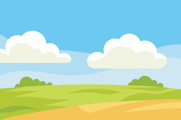 Obraz premium summer landscape with green grass and blue sky