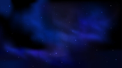 Starry Galaxy Universe Background – Night Sky with Nebula, Milky Way, Shiny Stars and Cosmic Space, Vector Illustration