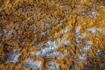 Soil science. An ephemeral lake in the desert that does not periodically fill with water. Puffed solonchak, saline deposits at the current time. Iranian deserts