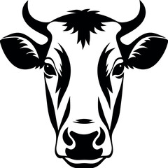 Cow face logo, cow head, icon, logo, Vector illustration, The best of Cow Silhouette icon, cow head logo vector, black and white logo	

