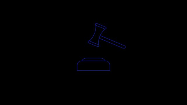 Law concept animated video.Justice hammer icon animation on background.hammer judge icon concept,judge or auction hammer icon.Hammer hitting the judge's wooden gavel icon gavel icon animation