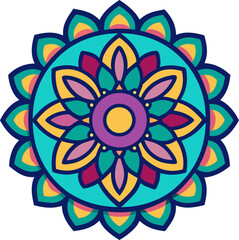 Harmonious mandala featuring vibrant radial symmetry and peaceful sacred design with a spiritual tone