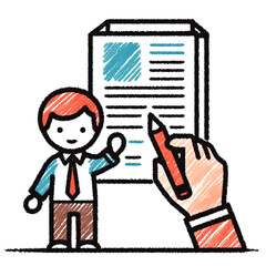 Businessman presenting a document while pointing with a pen  