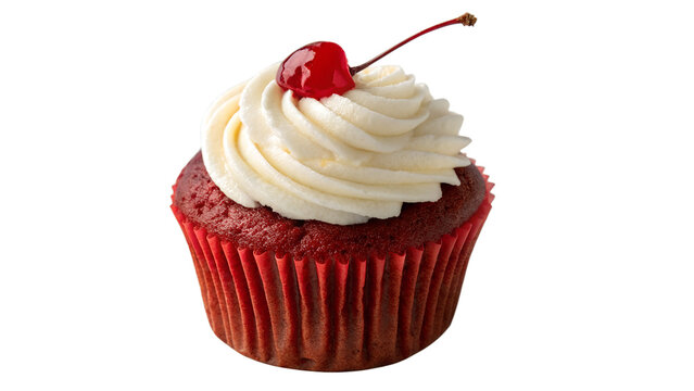 red velvet cupcake isolated on transparent background
