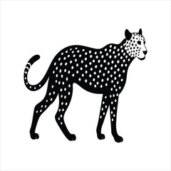 Graceful Cheetah Silhouette Black and White Illustration