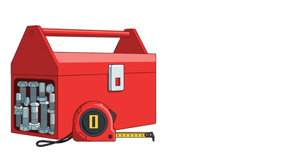 Red toolbox with tools and tape measure for home improvement projects  
