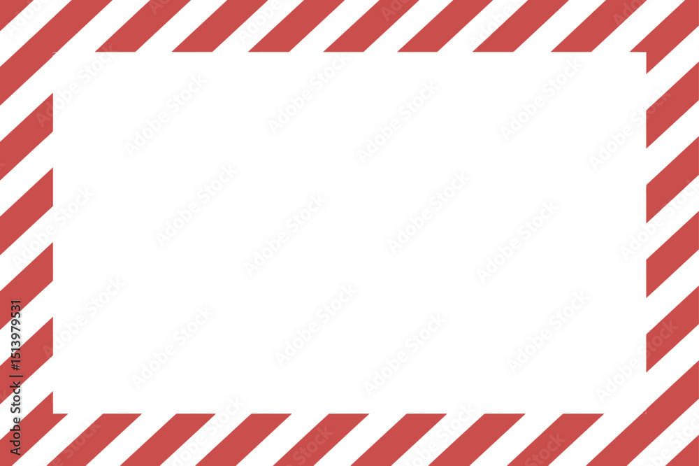 Fototapete red and white diagonal stripes border with white space for text or image warning or caution sign pat