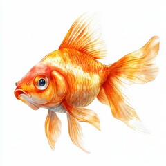 Vibrant goldfish swimming gracefully in clear waters showcasing its bright orange scales and flowing fins