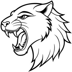 Roar wild animal sound word in artistic sketch Line Art Vector illustration
