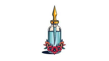 Traditional Tattoo Art Serum Bottle Print