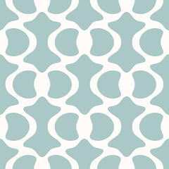 Abstract vector geometric seamless pattern. Stylish background with smooth quirky shapes. Retro vintage style ornament texture. Turquoise blue color. Funky repeated geo design for decor, print, fabric