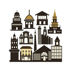 European and Diverse Building Icons