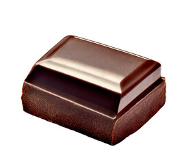 close up of chocolate pieces stack  on white background
