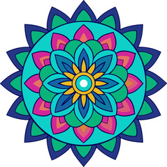 Sacred mandala design with artistic petal forms and calming balanced symmetry in cultural color tones