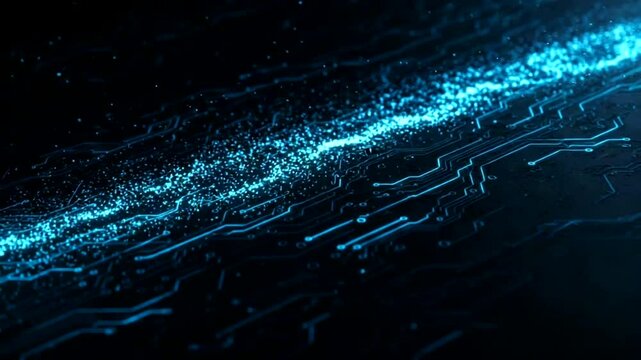 Cybernetic current surges through etched pathways sparking digital life