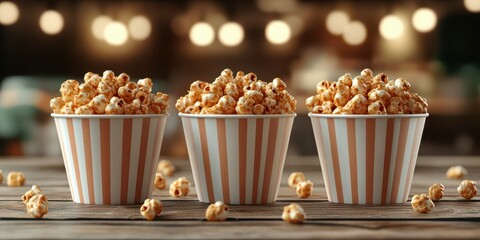 Popcorn bowls filled to the brim create a festive atmosphere at a cozy movie night gathering